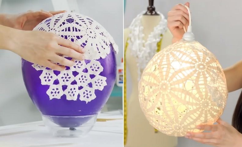 DIY : comment fabriquer soi-même une jolie lampe en collant des napperons à un ballon ! | So Busy Girls