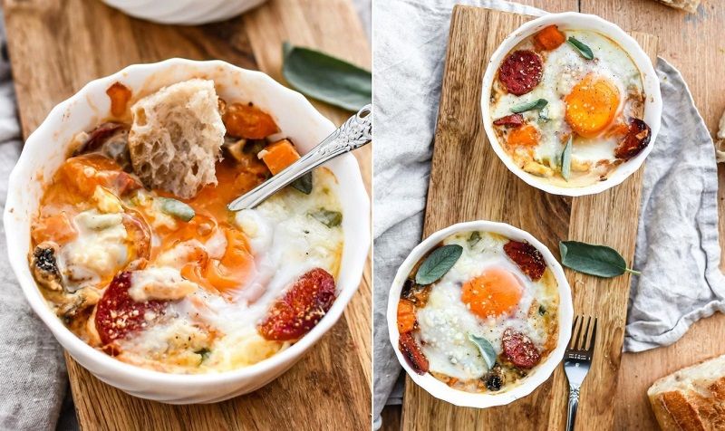 La recette des oeufs cocotte courge, gorgonzola et chorizo facile et rapide | So Busy Girls