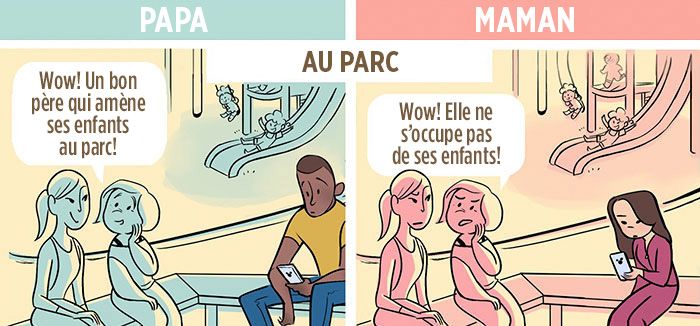 5 illustrations qui dénoncent les différences de traitement entre les mères et les pères | So Busy Girls