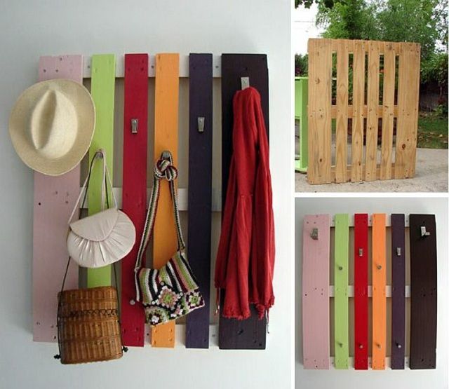 Un porte-manteau coloré avec du bois de palette | So Busy Girls