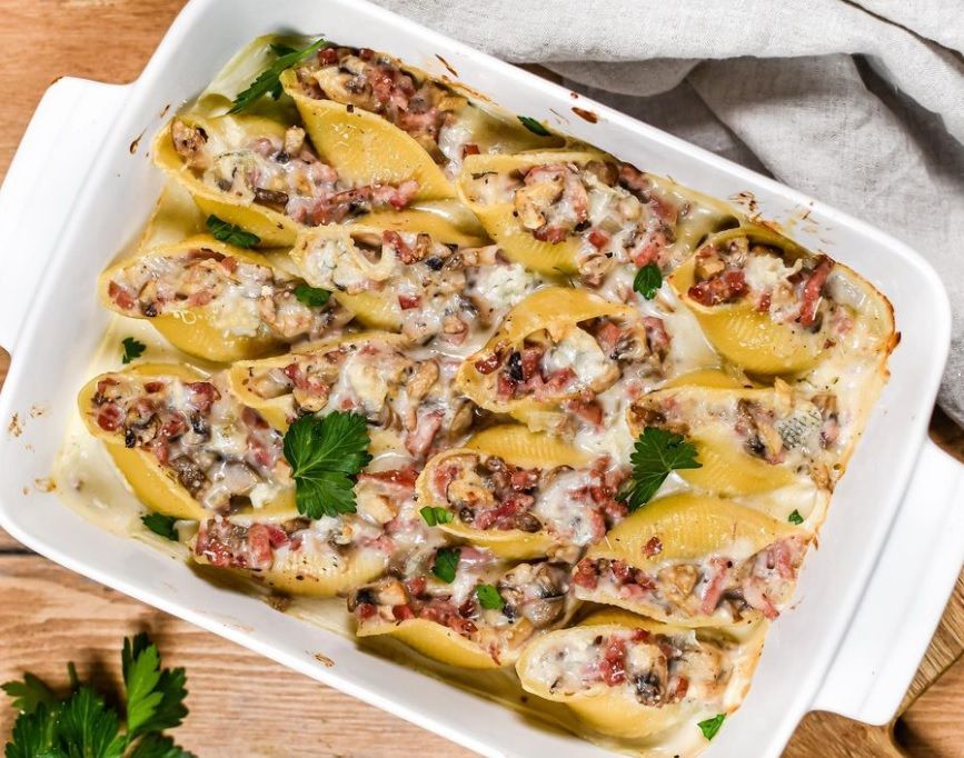 La recette des conchiglioni au bacon et aux champignons facile à faire et si gourmande | So Busy Girls