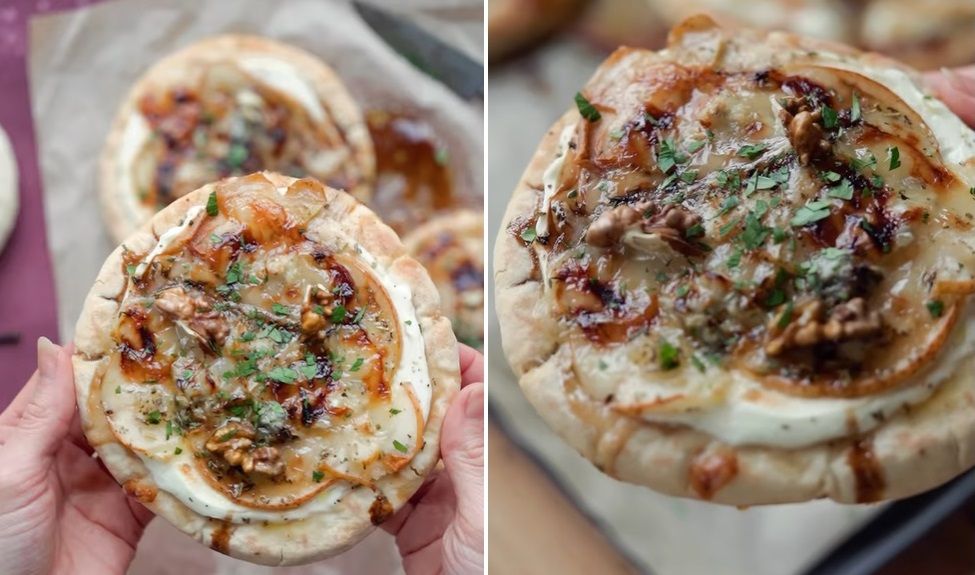 La recette de pita pizza à la poire et au gorgonzola facile et très rapide ! | So Busy Girls