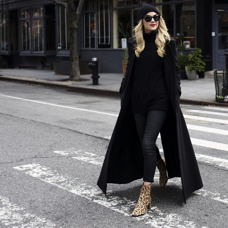 DES BOTTINES IMPRIME LEOPARD AVEC UNE TENUE TOUTE NOIRE | So Busy Girls