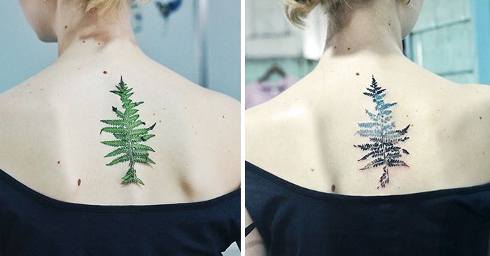 Cette tatoueuse utilise de vraies feuilles et des fleurs comme pochoirs pour réaliser de sublimes tatouages botaniques | So Busy Girls
