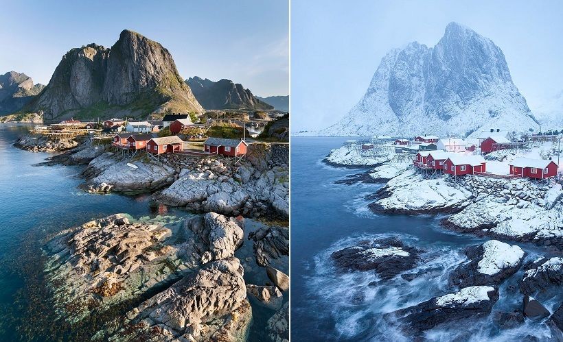 17 avant-après de paysages qui changent du tout au tout entre l'été et hiver | So Busy Girls
