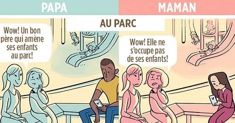 5 illustrations qui dénoncent les différences de traitement entre les mères et les pères | So Busy Girls
