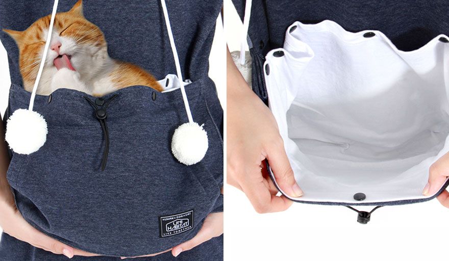 Des sweats poche kangourou qui vous permettent d'emmener votre chat partout avec vous | So Busy Girls
