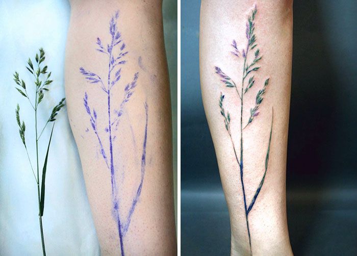 Cette tatoueuse utilise de vraies feuilles et des fleurs comme pochoirs pour réaliser de sublimes tatouages botaniques | So Busy Girls