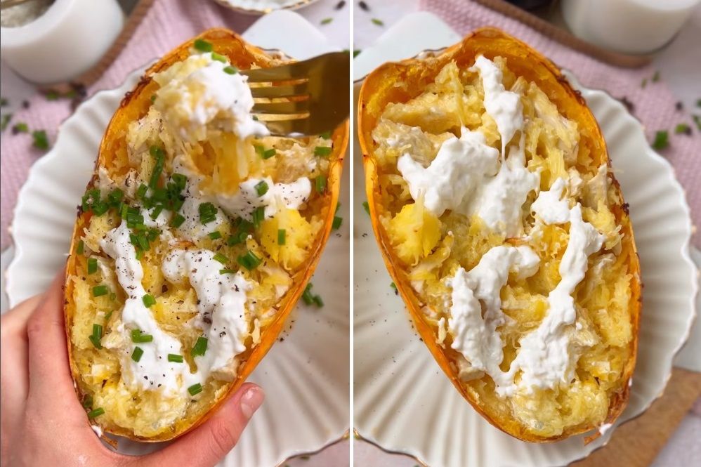 La recette de courge spaghetti farcie au gorgonzola et à la burrata | So Busy Girls