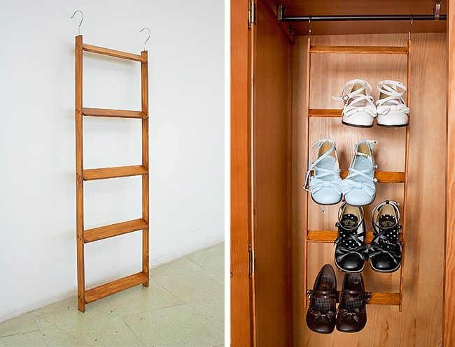 Une échelle peut aussi servir de rangement à chaussures | So Busy Girls