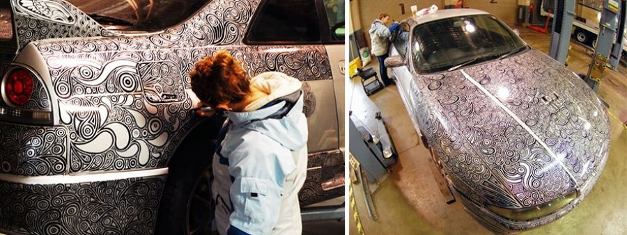 Cette artiste a dessiné sur TOUTE la voiture de son mari avec un marqueur | So Busy Girls