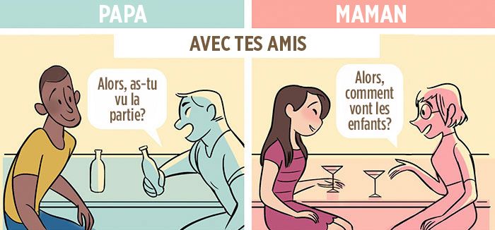 5 illustrations qui dénoncent les différences de traitement entre les mères et les pères | So Busy Girls