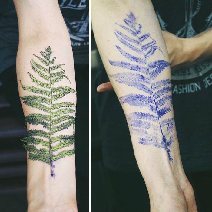 Cette tatoueuse utilise de vraies feuilles et des fleurs comme pochoirs pour réaliser de sublimes tatouages botaniques | So Busy Girls