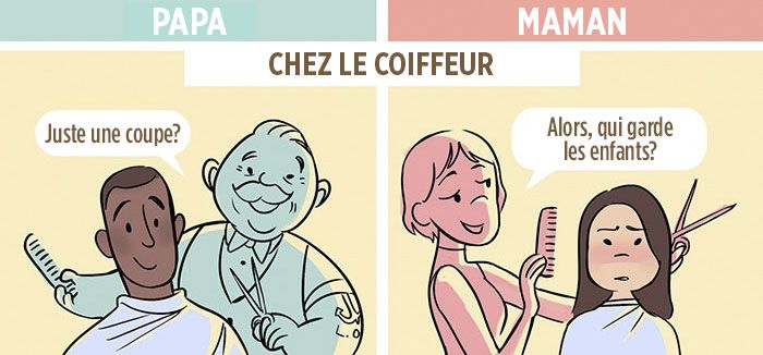 5 illustrations qui dénoncent les différences de traitement entre les mères et les pères | So Busy Girls