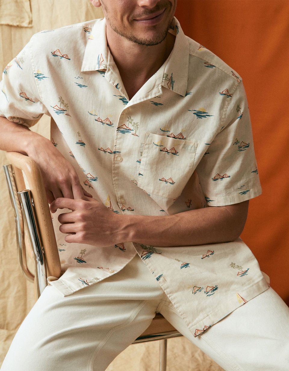 chemise-regular-en-lin-et-coton-beige