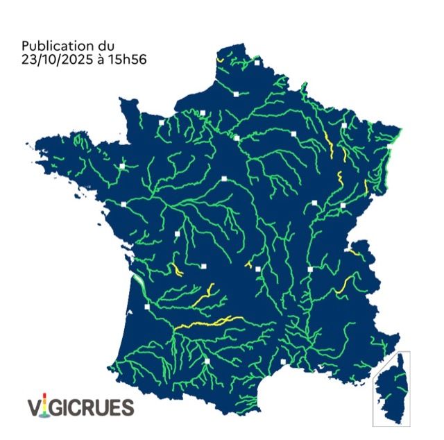 Crues : voici les 18 départements placés en vigilance jaune ce samedi 24 octobre 2025