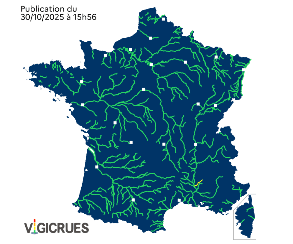 Crues : voici les 2 d&eacute;partements plac&eacute;s en vigilance jaune ce vendredi 31 octobre 2025