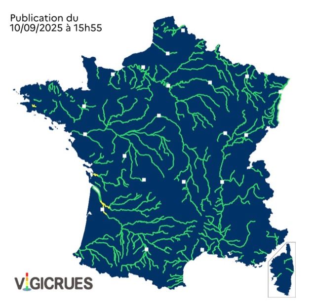Crues : 2 départements placés en vigilance jaune ce jeudi 11 septembre 2025
