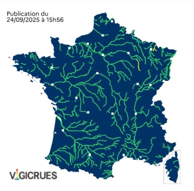 Crues : voici les 2 d&eacute;partements plac&eacute;s en vigilance jaune ce jeudi