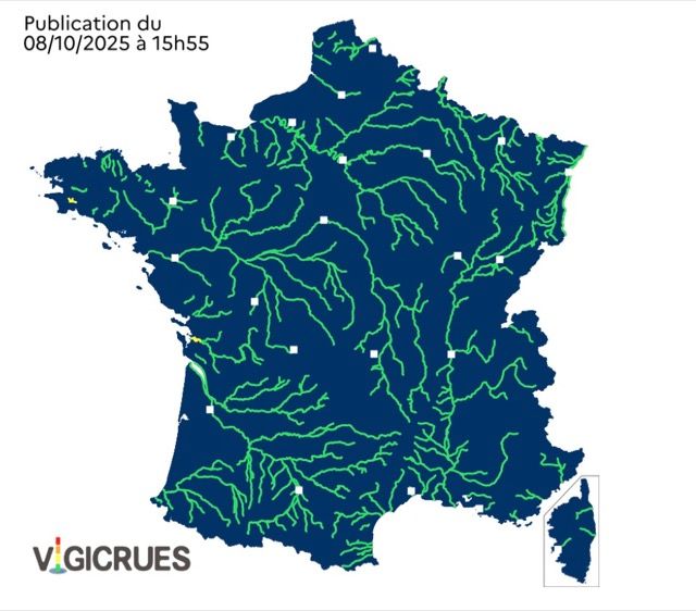 Crues : voici les 2 d&eacute;partements en vigilance jaune ce jeudi 9 octobre 2025