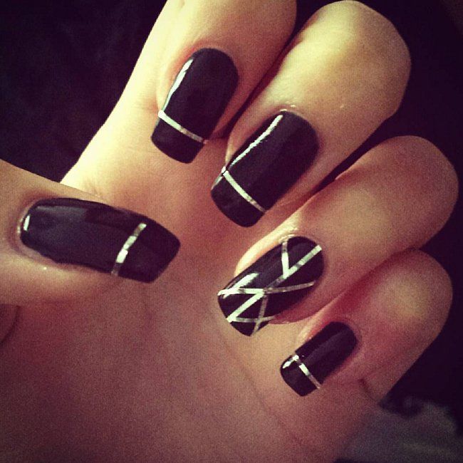 Un nail art aux traits d'argent | So Busy Girls