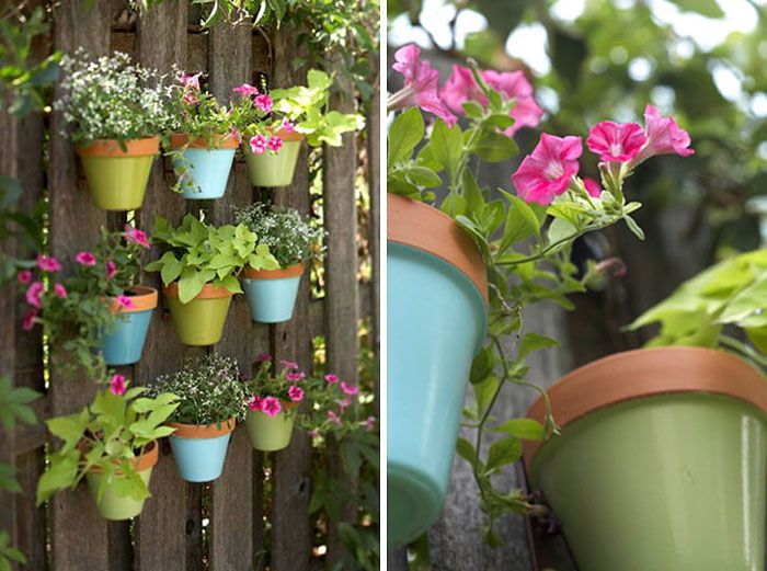 Des pots de fleurs colorés suspendus | So Busy Girls