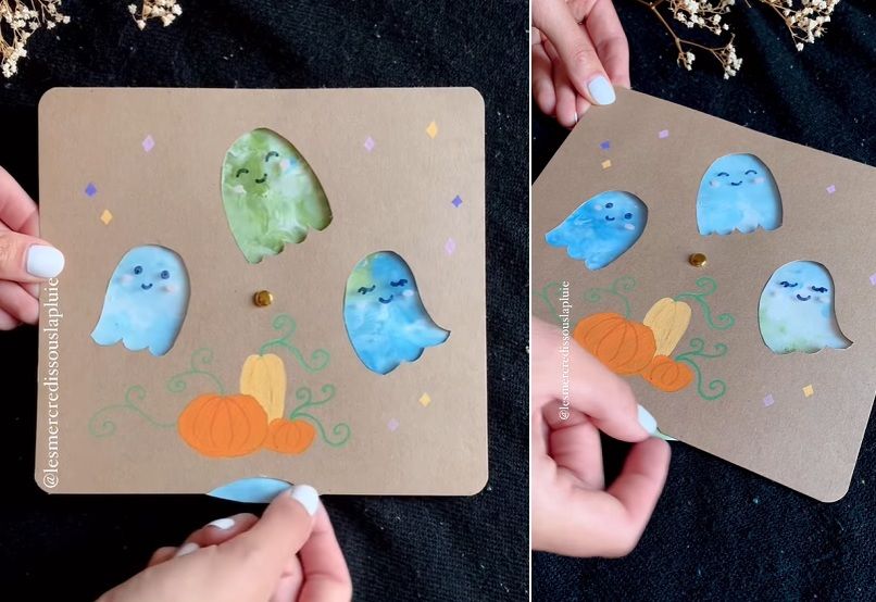 DIY : activité enfant facile pour Halloween pour faire de petits fantômes colorés