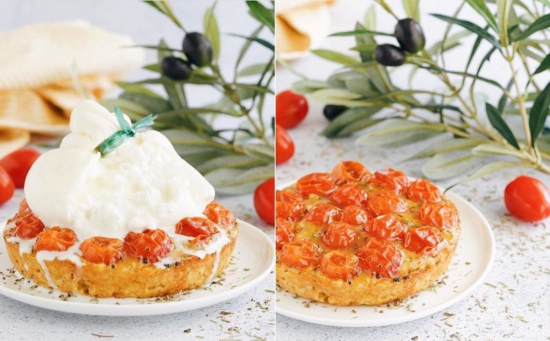 La recette de cake façon tatin aux tomates cerises, au miel et à la burrata | So Busy Girls