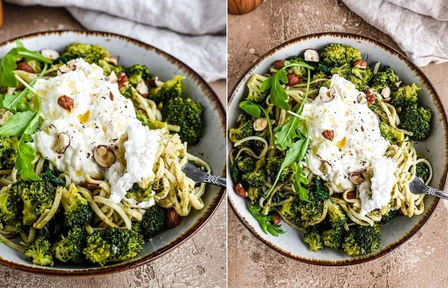 La recette des pâtes au brocoli, à la burrata et aux noisettes | So Busy Girls