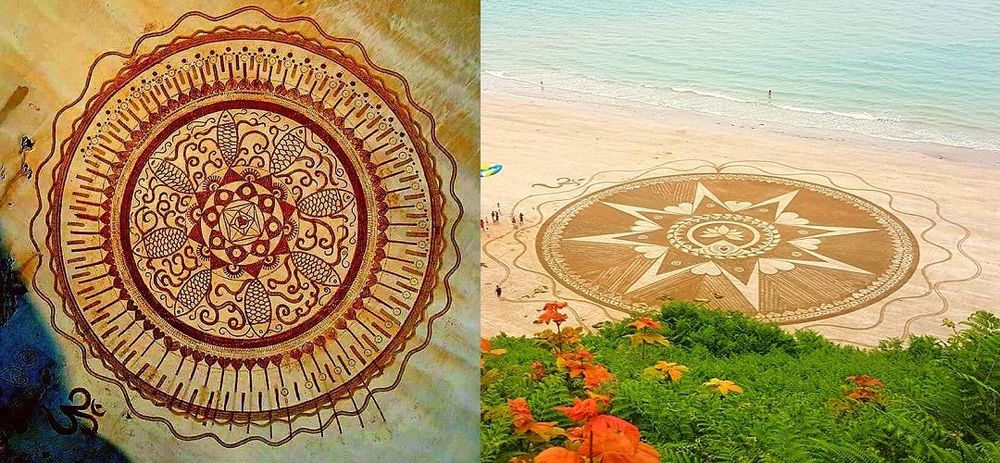 Cette créatrice réalise d'immenses mandalas magnifiques sur le sable des plages bretonnes | So Busy Girls