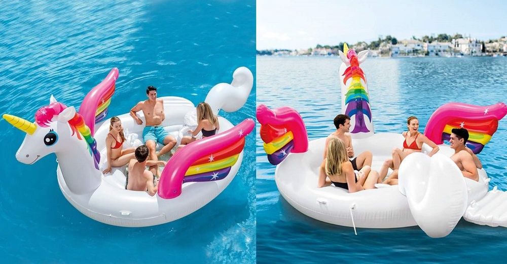 Cette bouée licorne géante a 4 places, une glacière intégrée et des portes-verres pour un apéro posé | So Busy Girls
