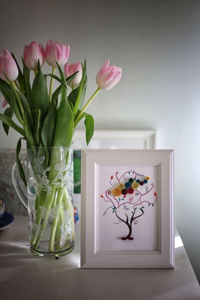 Idée déco simple et pas chère : des tableaux colorés à l'aquarelle et avec des feuilles de papier enroulées | So Busy Girls