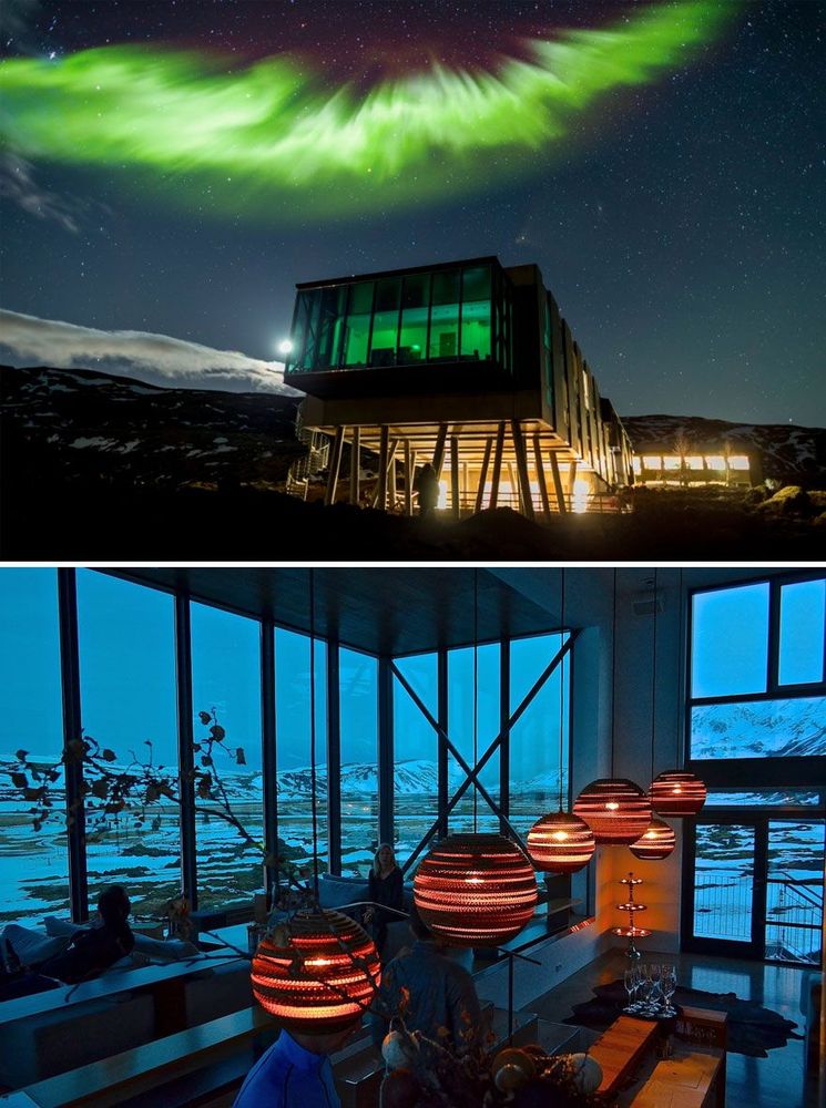 Le parfait endroit pour observer les aurores boréales, c'est au Northern Lights Bar au Ion Hotel en Islande | So Busy Girls