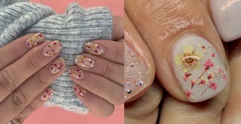 La dernière tendance nail art avec des fleurs séchées est parfaite pour toutes celles qui veulent prolonger l'été | So Busy Girls