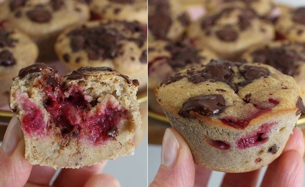 La recette des muffins choco framboises sans matières grasses et sans sucres raffinés | So Busy Girls
