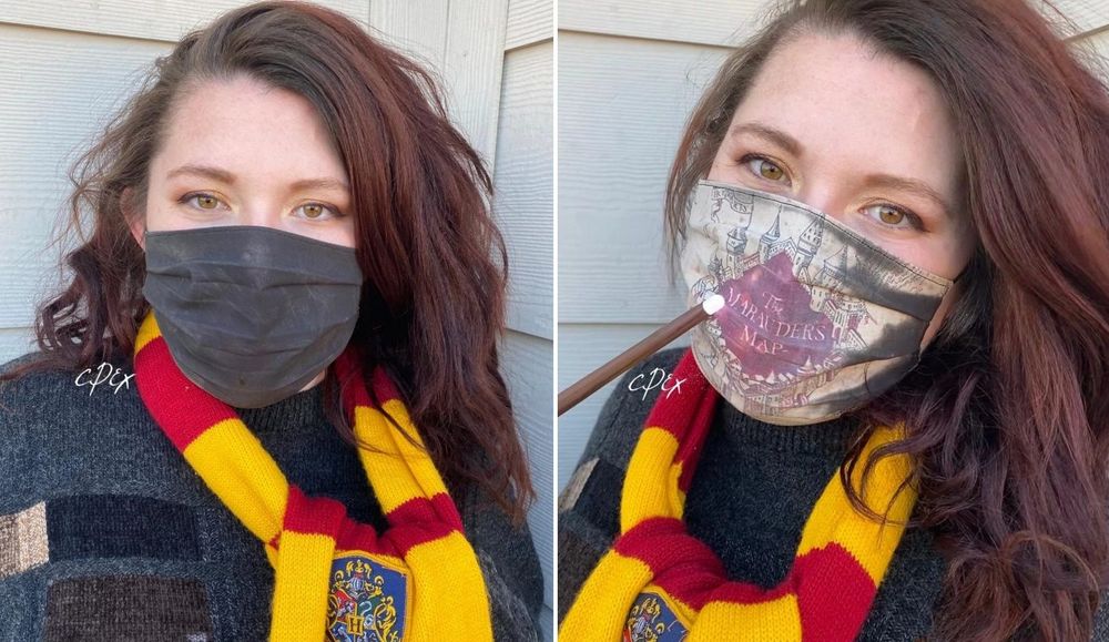 Ce masque dévoile la carte du Maraudeur d’Harry Potter quand on le porte, et tout le monde l'adore | So Busy Girls