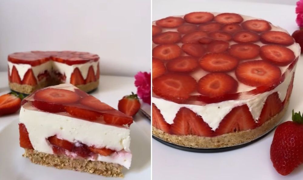 La recette de cheesecake façon fraisier sans cuisson facile | So Busy Girls