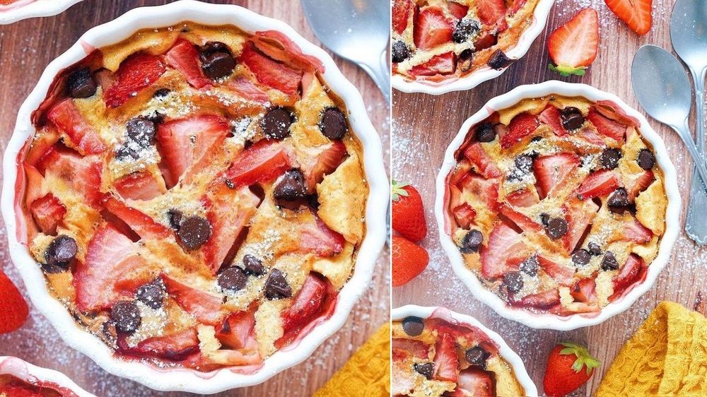 La recette du clafoutis aux fraises facile et rapide (avec quelques pépites de chocolat) | So Busy Girls