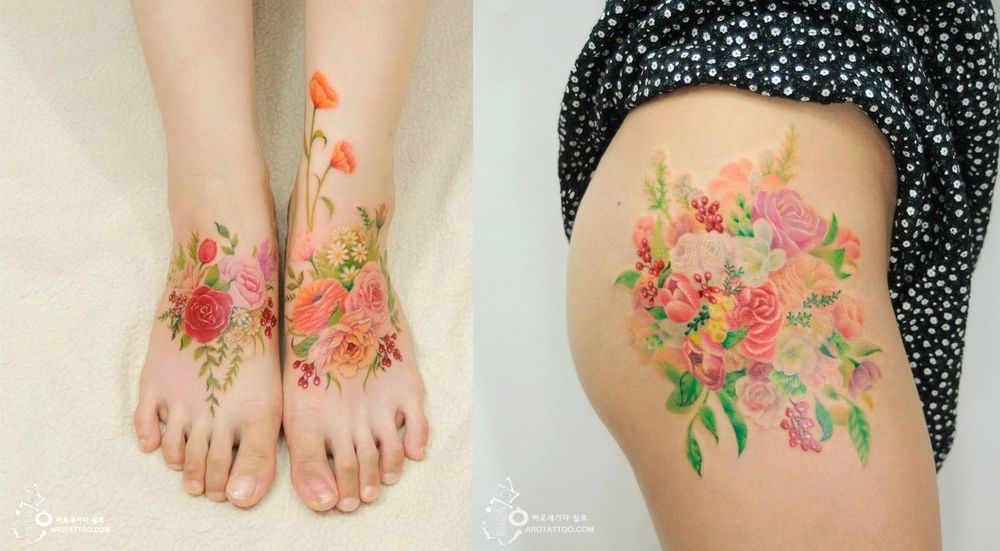 11 tatouages fleuris qui imitent des peintures à l'aquarelle sur la peau | So Busy Girls