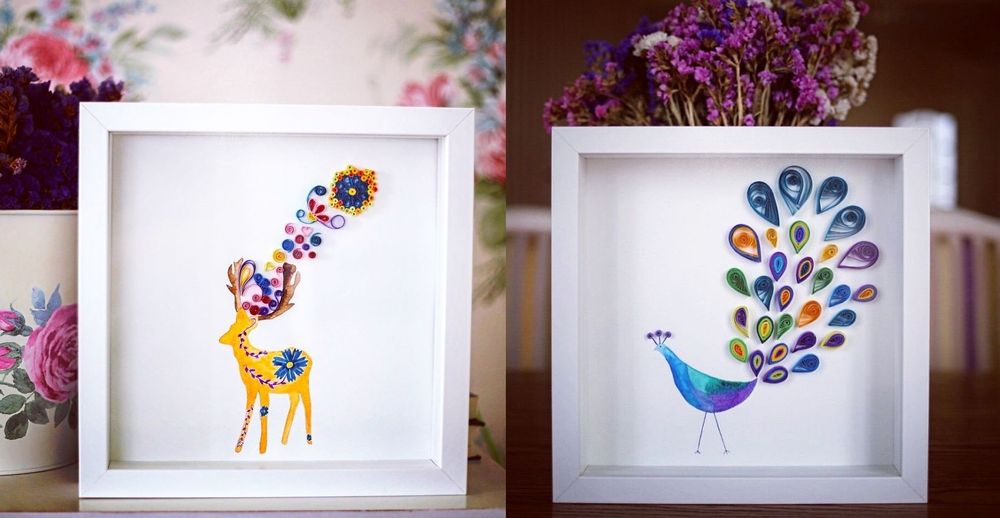Idée déco simple et pas chère : des tableaux colorés à l'aquarelle et avec des feuilles de papier enroulées | So Busy Girls