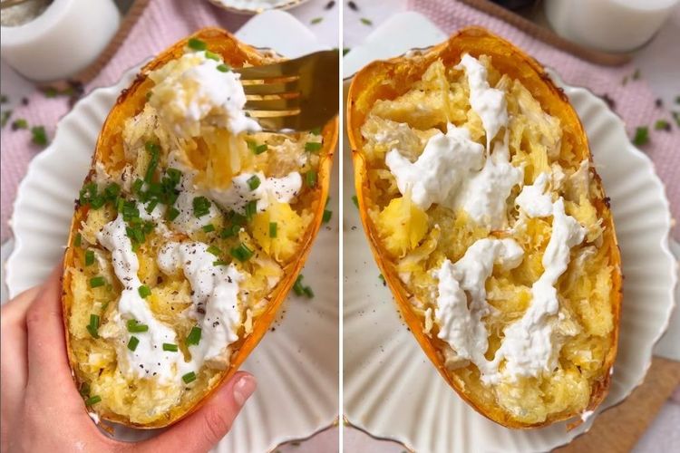 La recette de courge spaghetti farcie au gorgonzola et à la burrata | So Busy Girls