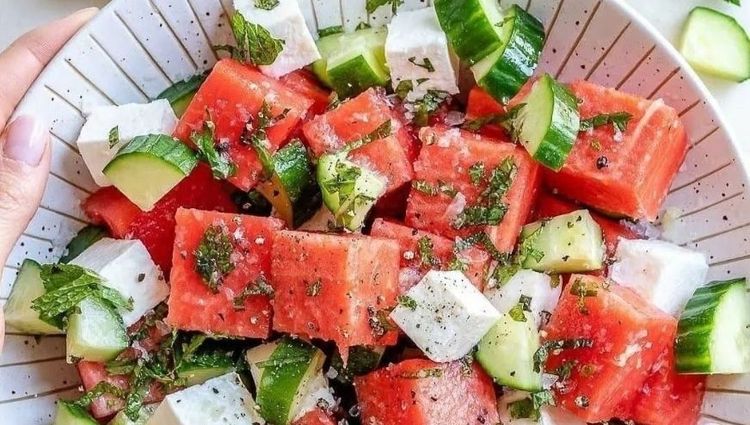 La recette de salade pastèque, concombre et feta