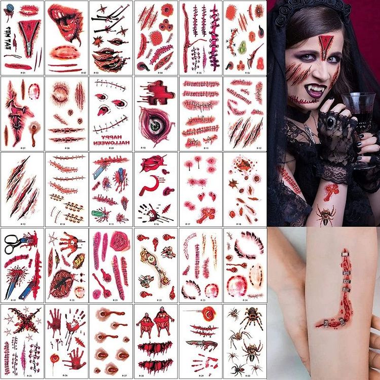 tatouages-temporaires-halloween-fausse-cicatrice