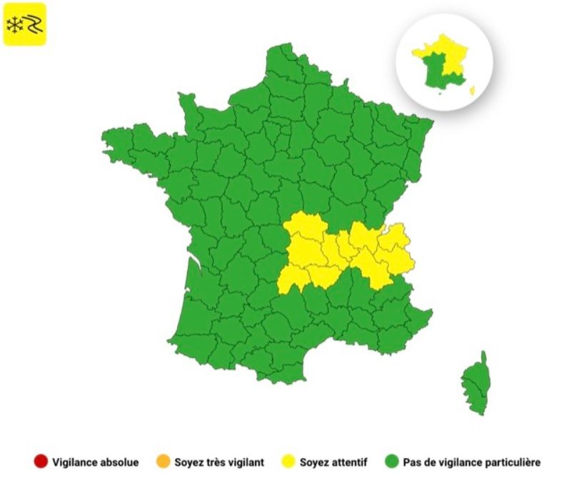 Neige en plaine et verglas : voici les 10 d&eacute;partements plac&eacute;s en vigilance jaune ce mercredi 25 mars