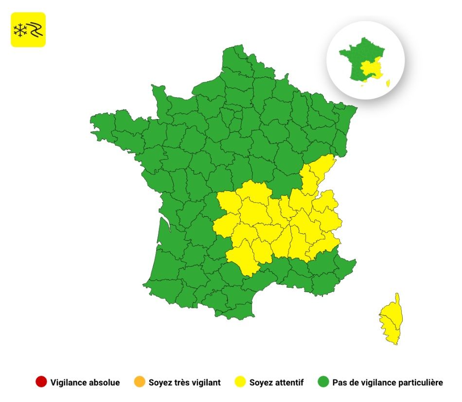 Neige en plaine et routes glissantes : voici les 21 départements sous vigilance jaune ce jeudi 26 mars