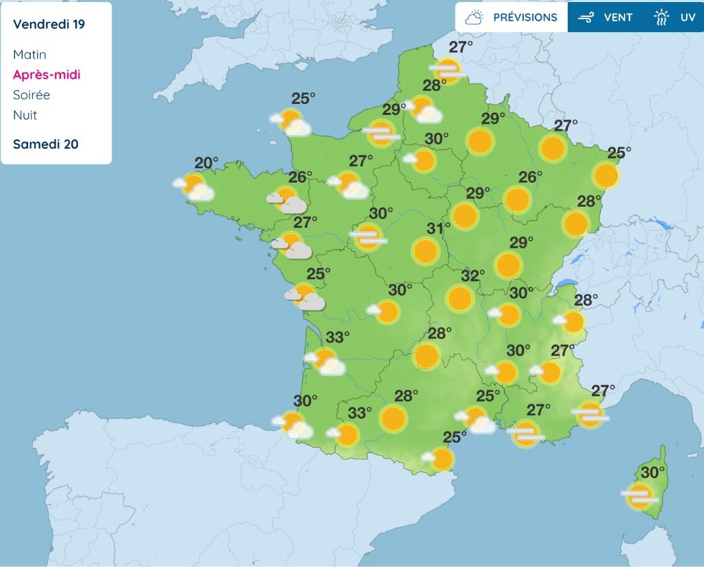 Jusqu'&agrave; 35 &deg;C ce vendredi : voici les villes o&ugrave; il fera le plus chaud aujourd'hui