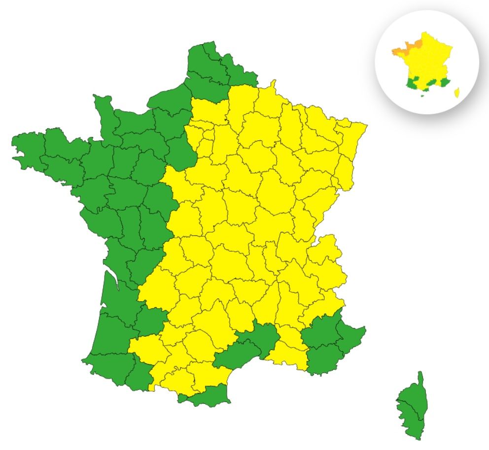 Grand froid : voici les 60 d&eacute;partements en vigilance jaune ce lundi 5 janvier