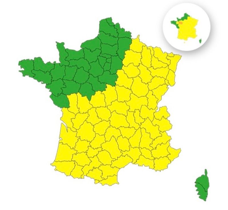 Orages ce mardi : voici les 63 départements placés en vigilance jaune par Météo-France