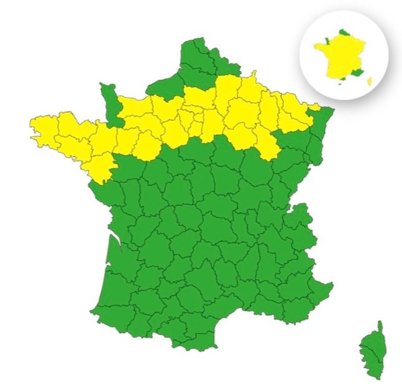 Pluie-inondation : voici les 28 départements placés en vigilance jaune ce dimanche 10 mai
