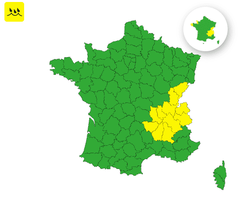 Pluie et inondations : voici les 11 d&eacute;partements plac&eacute;s en vigilance jaune ce samedi 1er novembre
